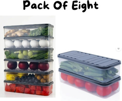 NayakE Plastic Fridge Container  - 1200 ml(Pack of 8, Transparent)