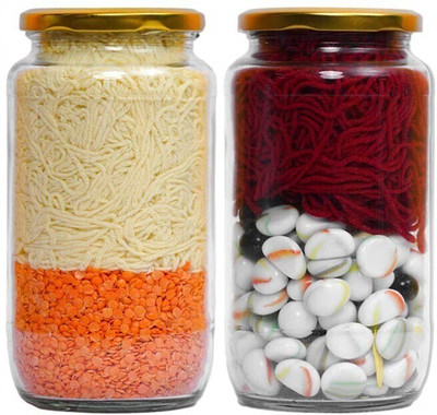 MD Retail Glass Grocery Container  - 2000 ml(Pack of 2, Clear)