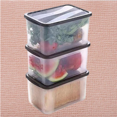 ADMONITION Plastic Bread Container  - 2000 ml(Pack of 3, Black, White)