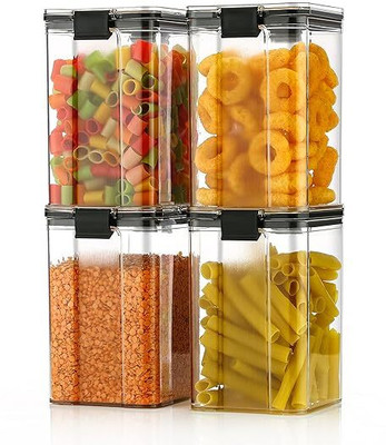 SHUBHENTERPRISE Plastic Grocery Container  - 1100 ml(Pack of 4, Black)