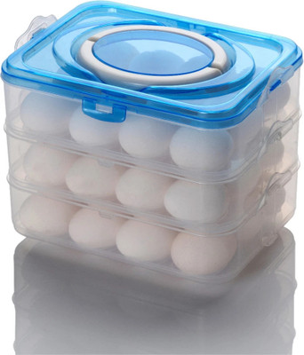 JIGSHTIAL Plastic Egg Container  - 3 dozen(Blue)