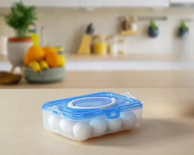 SHAKTIKITCHEN Plastic Egg Container  - 1 dozen(Blue)