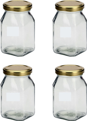 AFAST Glass Cookie Jar  - 400 ml(Pack of 4, Clear)