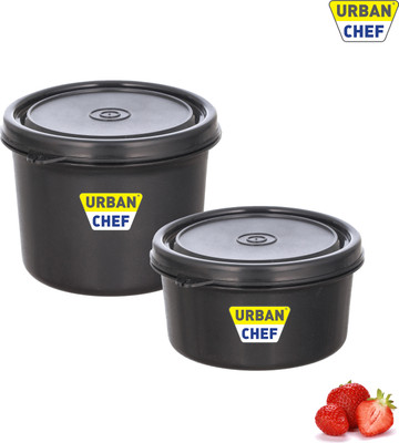 Urban Chef Stainless Steel Utility Container  - 1050 ml(Pack of 2, Black)