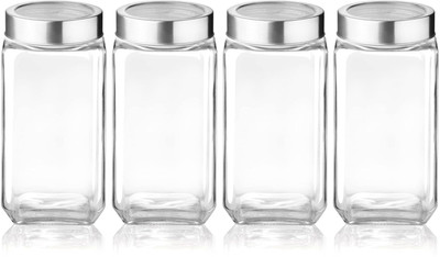 Kalsigate Glass Utility Container  - 1000 ml(Pack of 4, Clear)