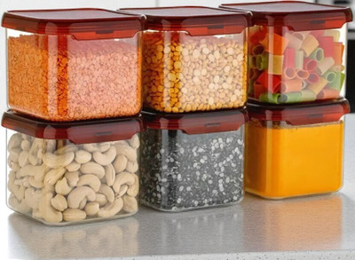 forsel Plastic Grocery Container  - 500 ml(Pack of 6, Red)
