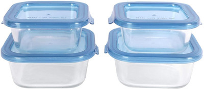Cutting EDGE Glass Fridge Container  - 320 ml, 510 ml(Pack of 4, Blue)