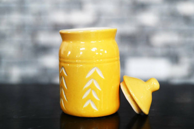 Jetwals Ceramic Pickle Jar  - 500 ml(Yellow)