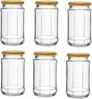 MOOZICO Glass Tea Coffee & Sugar Container  - 500 ml(Pack of 6, Gold)