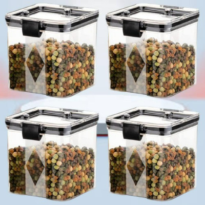 ADMONITION Plastic Bread Container  - 700 ml(Pack of 4, Black, White)