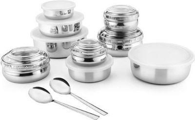 RK Steel Fridge Container  - 6250 ml(Pack of 9, Silver, White)