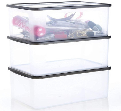 UNDERZONE Plastic Grocery Container  - 2000 ml(Pack of 3, Clear)