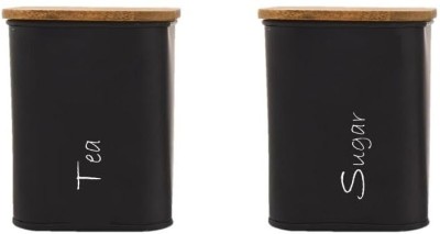 RJ kitchenware Store Iron Cookie Jar  - 900 ml(Pack of 2, Black)