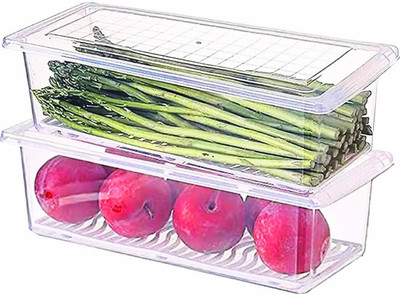 Zubix Plastic Fridge Container  - 1500 ml(Pack of 5, White)