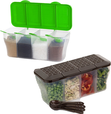 Metrolife Plastic Grocery Container  - 1800 ml(Pack of 2, Brown, Clear)