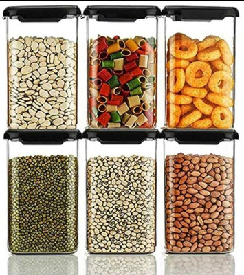 JmInndustries Plastic Grocery Container  - 1100 ml(Pack of 6, Grey)