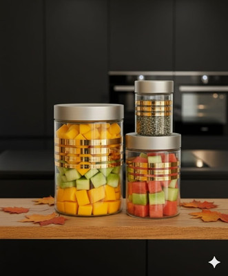 DYK Plastic Cookie Jar  - 1100 ml, 650 ml, 350 ml, 250 ml(Pack of 16, Silver, Transparent)