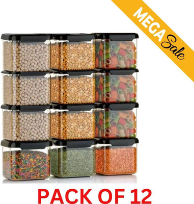 koktailkitchen Plastic Grocery Container  - 500 ml(Pack of 12, Black)