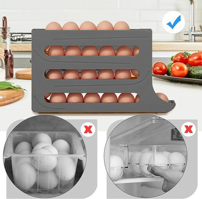 KUMIJASHI Plastic Egg Container  - 2.5 dozen(Grey)