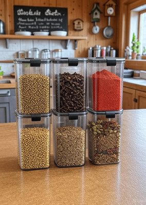 DYK Plastic Pickle Jar  - 1.3 L(Pack of 6, White)