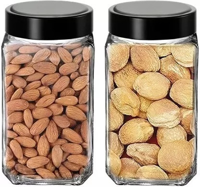 Sitaram Creation Glass Grocery Container  - 900 ml(Pack of 2, Clear)