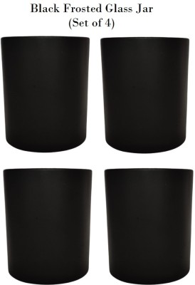 Prachi collection Glass Utility Container  - 200 ml(Pack of 4, Black)