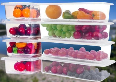 DOXMO Plastic Fridge Container  - 1500 ml(Pack of 6, White)