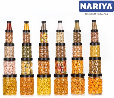 nariya Plastic Grocery Container  - 2000 ml, 1200 ml, 650 ml, 350 ml, 125 ml(Pack of 30, Black)