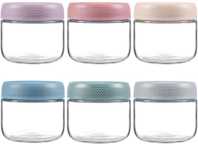 Vincenzo Glass Grocery Container  - 300 ml(Pack of 6, Multicolor)