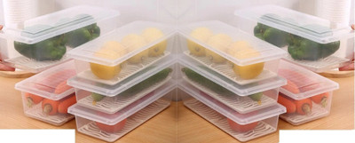 Sensex Plastic Fridge Container  - 1500 ml(Pack of 10, Clear)