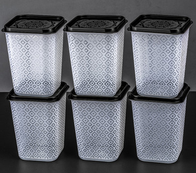 ReeQ Plastic Grocery Container  - 1100 ml(Pack of 6, Black)