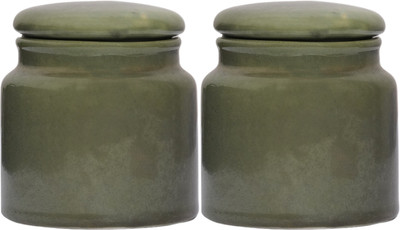 FREAKWAY Ceramic Utility Container  - 1000 ml(Pack of 2, Green)