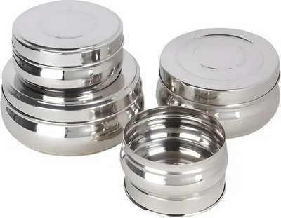UNIWELL Stainless Steel Utility Container  - 2500 ml(Pack of 4, Silver)