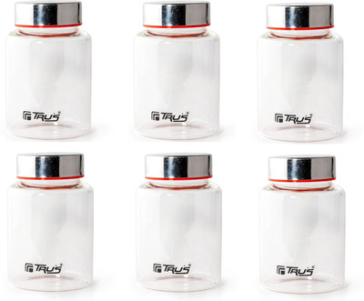 TRU'S Glass Grocery Container  - 400 ml(Pack of 6, Clear)