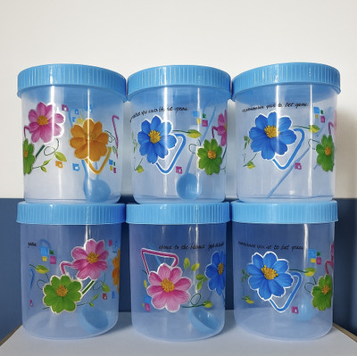 Maaa Store Plastic Grocery Container  - 1100 ml(Pack of 6, Blue)