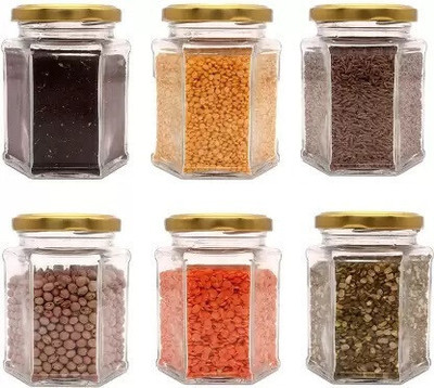 VERPHX Glass Grocery Container  - 250 ml(Pack of 6, Clear)