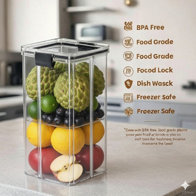 DYK Plastic Cookie Jar  - 1199 ml(Pack of 6, Black)