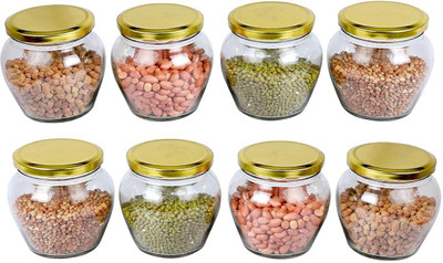 NITYANAVIN Glass Grocery Container  - 350 ml(Pack of 8, Clear)