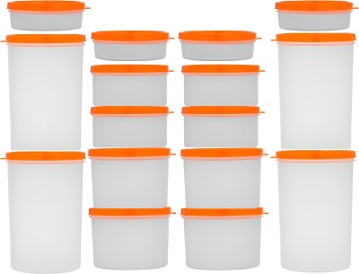 frazix Plastic Utility Container  - 150 ml, 250 ml, 350 ml, 1000 ml(Pack of 16, Orange, Clear)