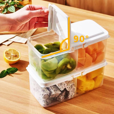 Gifteuo Plastic Fridge Container  - 1000 ml(Pack of 2, White)