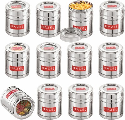 HAZEL Steel Grocery Container  - 500 ml(Pack of 12, Silver)