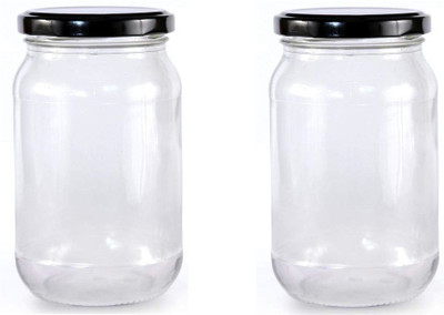 AFAST Glass Cookie Jar  - 1000 ml(Pack of 2, Clear)