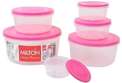 MILTON Plastic Utility Container  - 1000 ml, 2000 ml, 3000 ml, 600 ml, 400 ml, 200 ml(Pack of 6, Pink)