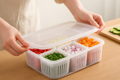FusionKart Enterprise Plastic Fridge Container  - 2200 ml(White)