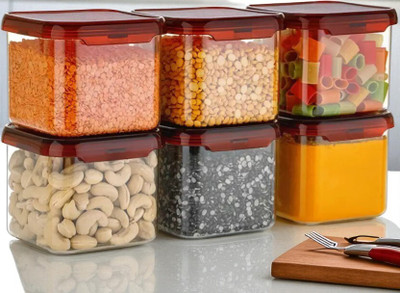 forsel Plastic Grocery Container  - 500 ml(Pack of 6, Red)
