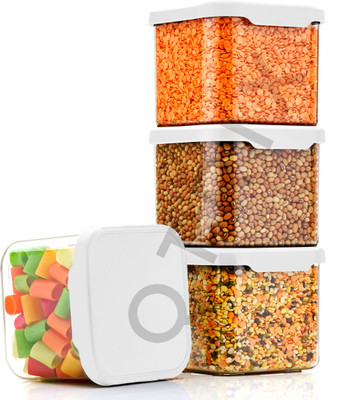 Qtrix Plastic Grocery Container  - 500 ml(Pack of 4, White)