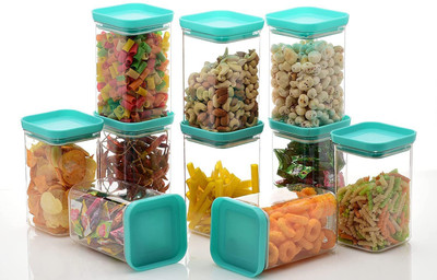 EMBICON Plastic Grocery Container  - 1100 ml(Pack of 10, Blue, Clear)