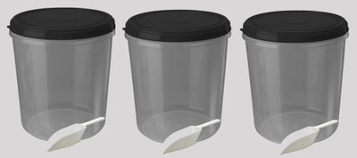 AK HUB Plastic Grocery Container  - 10000 ml(Pack of 3, Black)