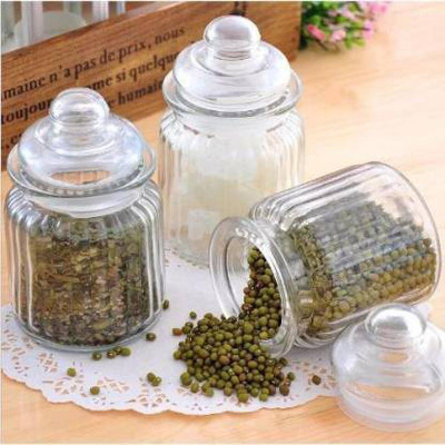 T R Creation Glass Grocery Container  - 350 ml(Pack of 3, Clear)