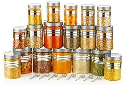 Smartzone Plastic Grocery Container  - 2000 ml(Pack of 18, Silver)